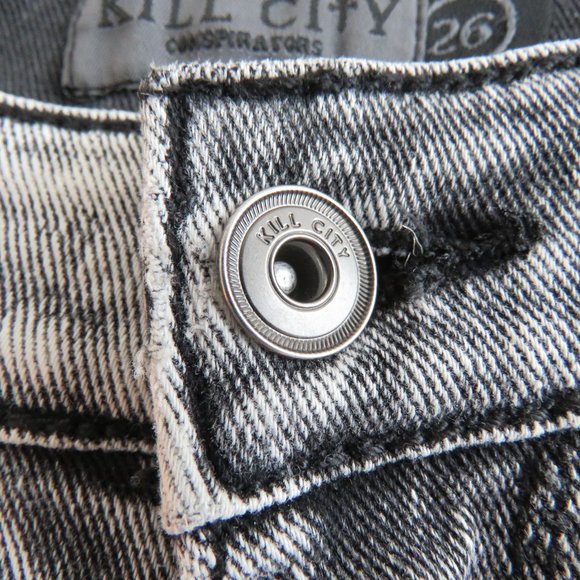 KILL CITY CONSPIRATORS Faded Black Low Rise Y2K Skinny Jeans - Size US 27 - Picture 5 of 15
